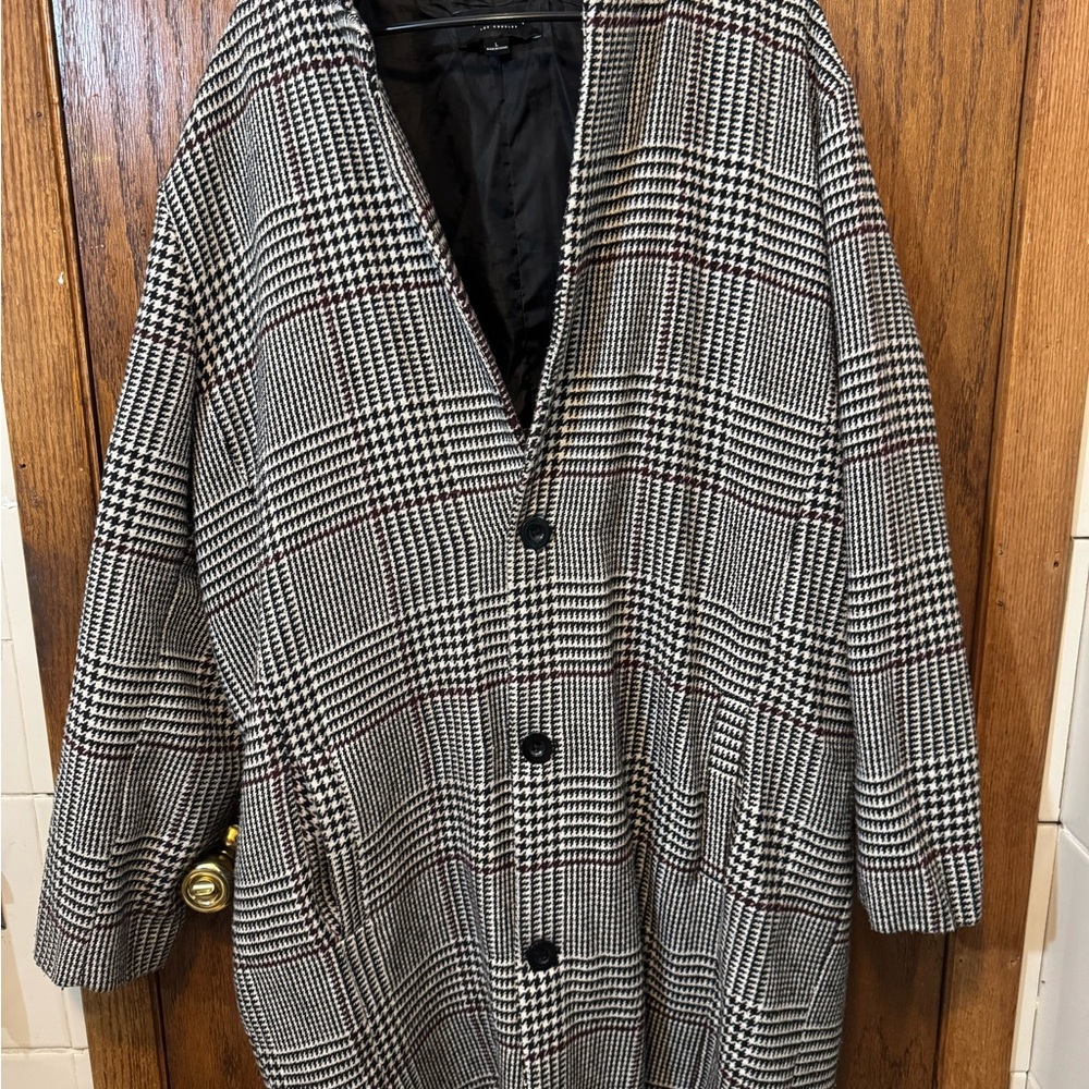 PacSun Black and White Checkered Trench Coat